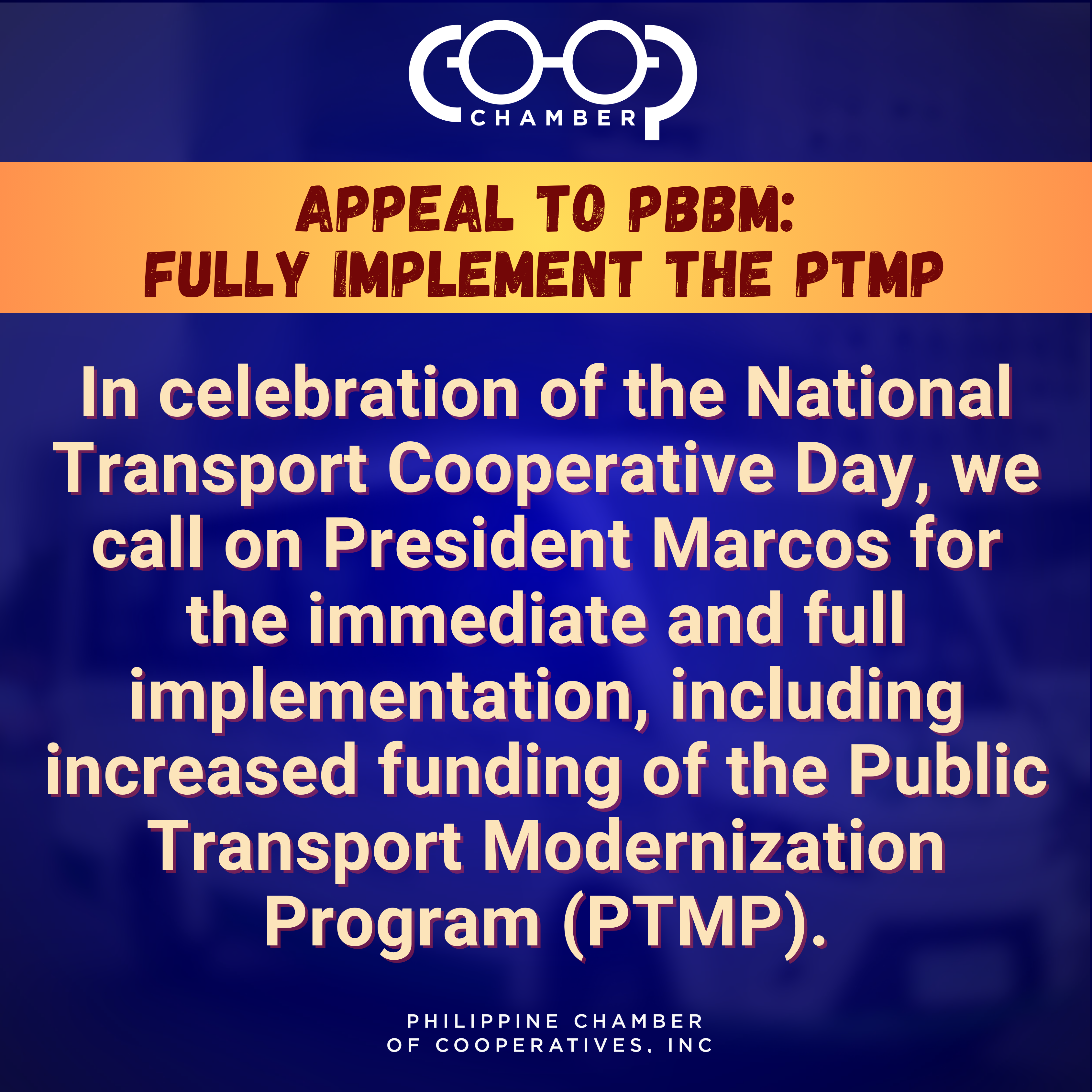 Coop Chamber appeals to PBBM: Fully Implement the PTMP