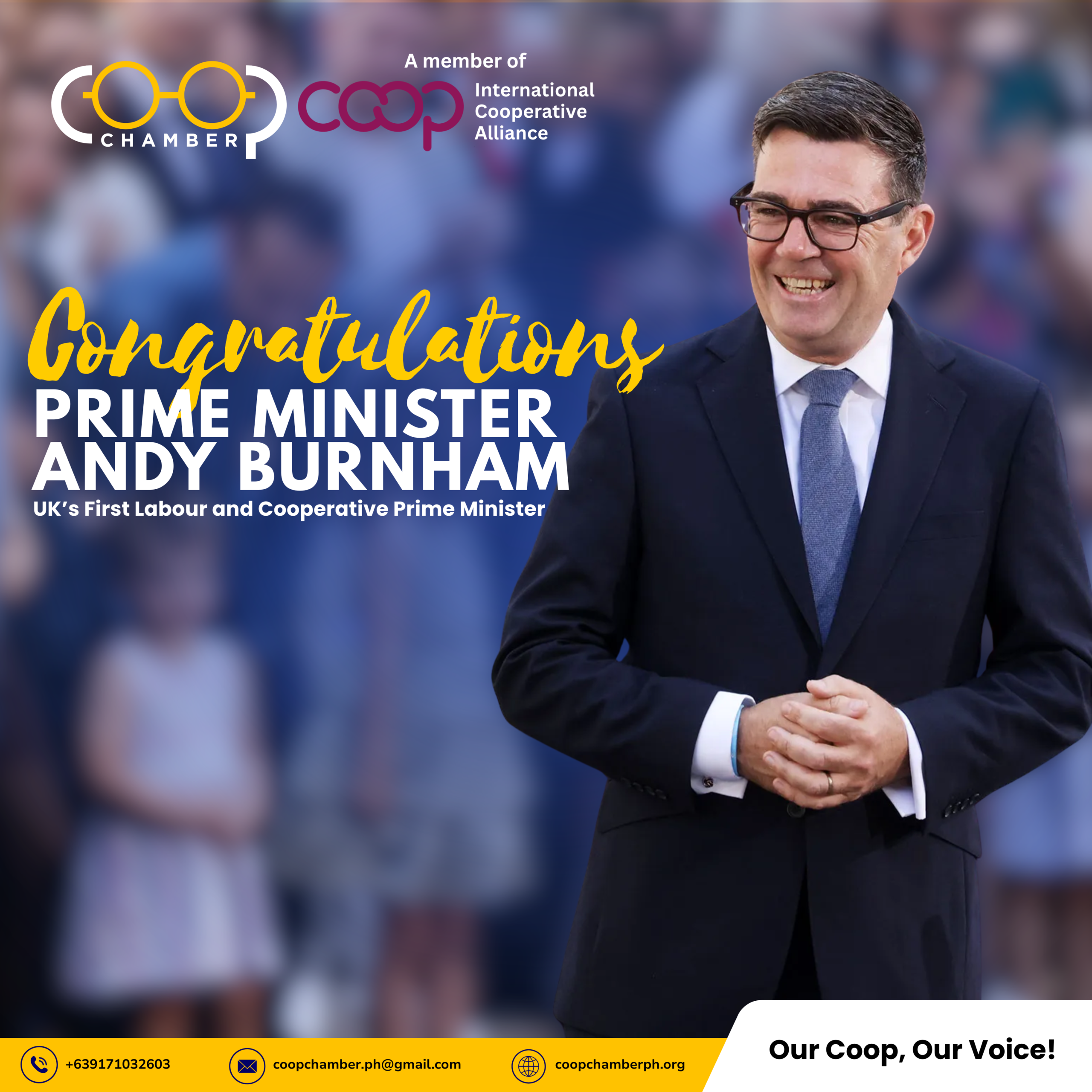 Congratulatory Message to PM Burnham from the Philippine Chamber of Cooperatives, Inc. (Coop Chamber)